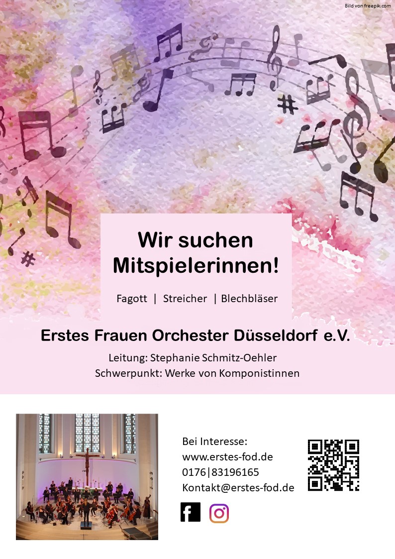 Flyer Mitglieder gesucht – Erstes Frauen Orchester Düsseldorf